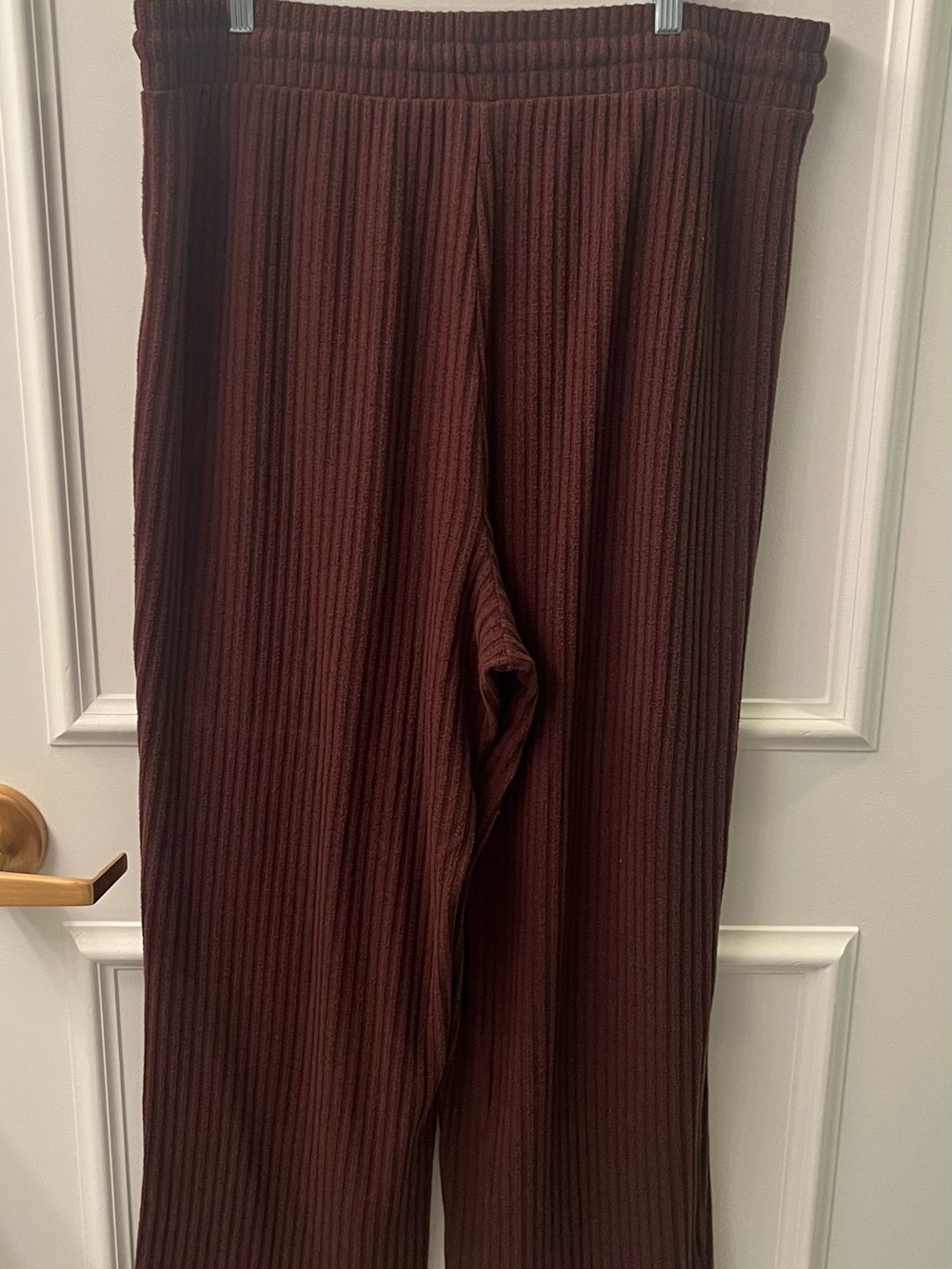 Ribbed Wide-Leg Lounge Pants in Brown - Picture 3 of 6